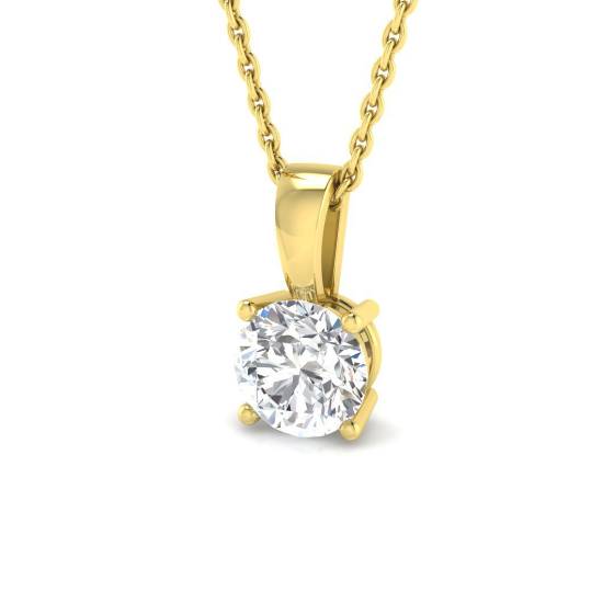 1.00ct I2/H Round cut Natural Diamond Solitaire Pendant in 18k Yellow Gold