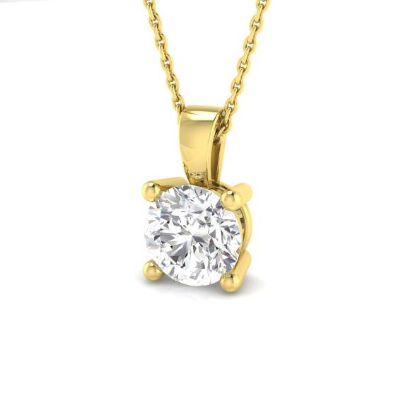 0.65ct SI2/G Round cut Natural Diamond Solitaire Pendant in 18k Yellow Gold