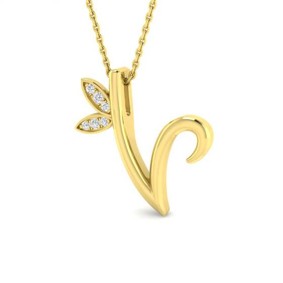 0.06ct SI2/G Round cut Natural Diamond Initials Pendant in 9k Yellow Gold