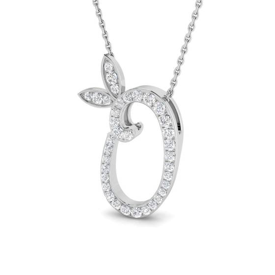 0.31ct SI2/G Round cut Natural Diamond Initials Pendant in 9k White Gold
