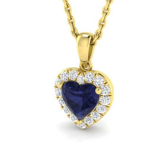0.68ct SI2/G Heart cut Multi Sapphire Gemstone Pendant in 9k Yellow Gold