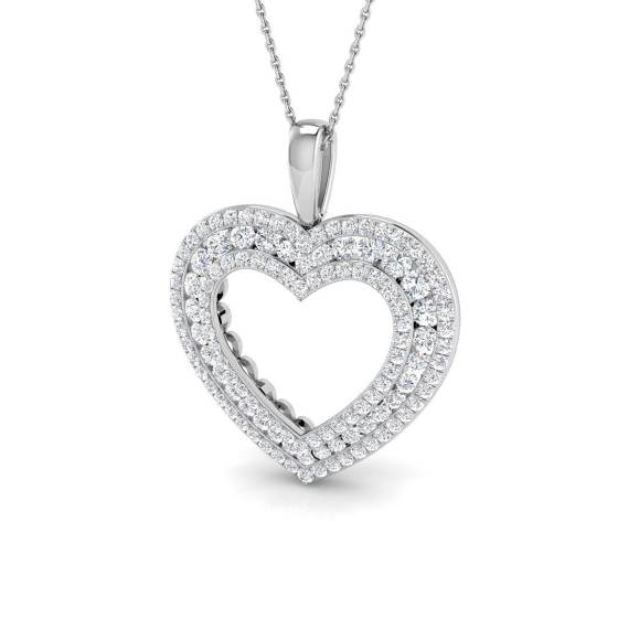 1.99ct SI2/G Round cut Natural Diamond Heart Pendant in 9k White Gold