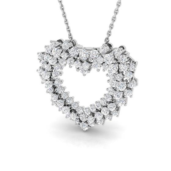 1.00ct SI2/G Round cut Natural Diamond Heart Pendant in 18k White Gold