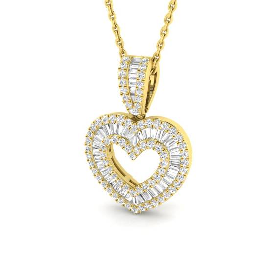 0.42ct SI2/G Round cut Natural Diamond Heart Pendant in 9k Yellow Gold