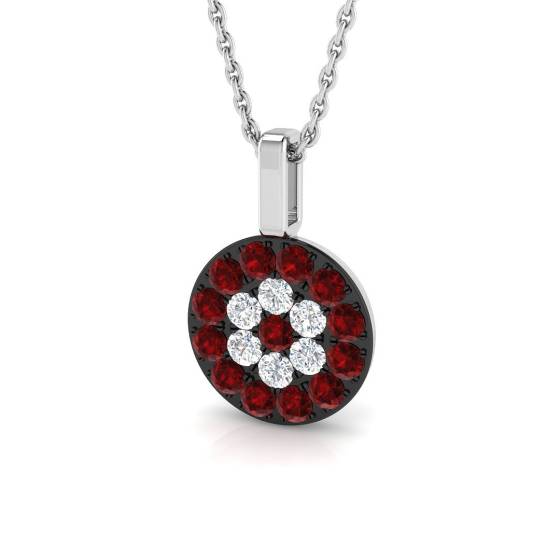 0.55ct SI2/G Round cut Ruby Gemstone Pendant in 9k White Gold