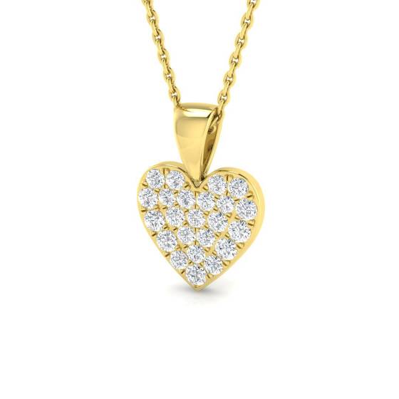 0.40ct SI2/G Round cut Natural Diamond Heart Pendant in 9k Yellow Gold