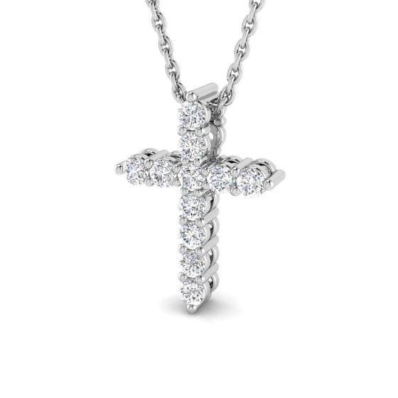 0.23ct SI1/J Round cut Natural Diamond Cross Pendant in 9k White Gold