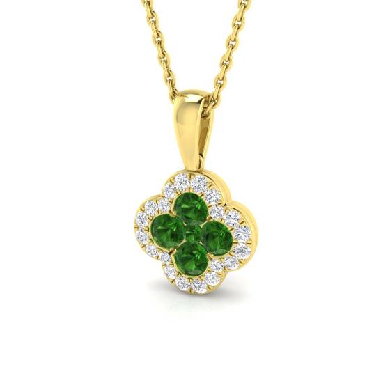 0.55ct SI2/G Round cut Tsavorite Gemstone Pendant in 18k Yellow Gold