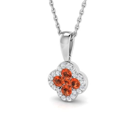 0.39ct SI2/G Round cut Multi Sapphire Gemstone Pendant in 18k White Gold