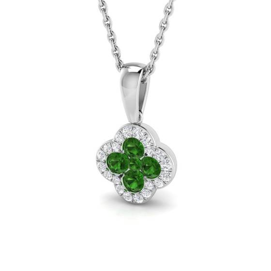 0.41ct SI2/G Round cut Tsavorite Gemstone Pendant in 18k White Gold