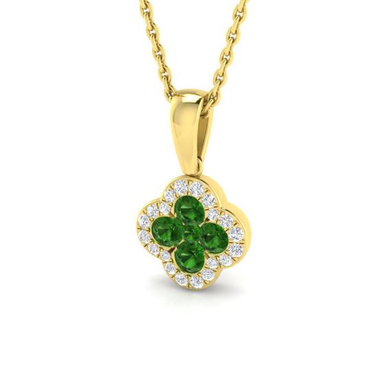 0.41ct SI2/G Round cut Tsavorite Gemstone Pendant in 18k Yellow Gold