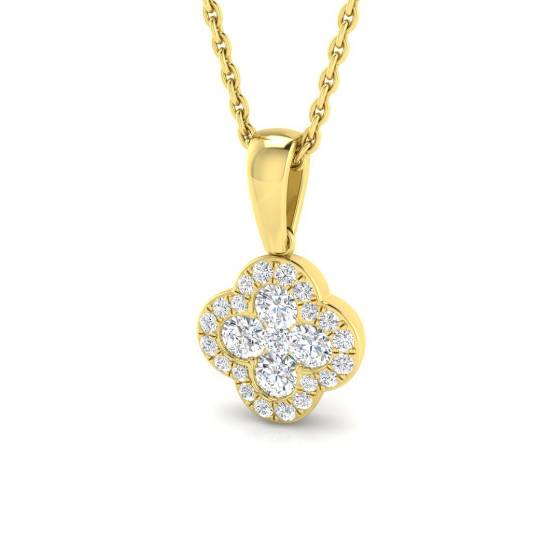 0.33ct I1/G Round cut Natural Diamond Cluster Pendant in 9k Yellow Gold