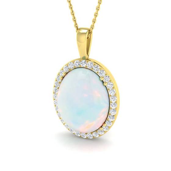 6.60ct SI2/G Oval cut Opal Gemstone Pendant in 9k Yellow Gold