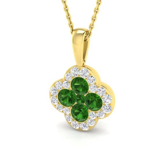 1.41ct SI2/G Round cut Tsavorite Gemstone Pendant in 18k Yellow Gold