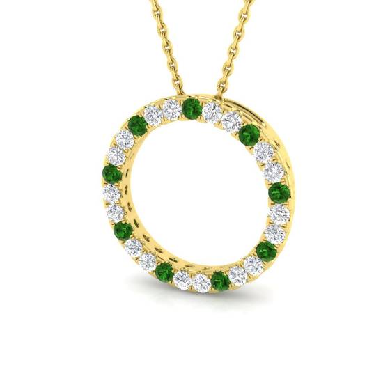 0.61ct SI2/G Round cut Tsavorite Gemstone Pendant in 18k Yellow Gold
