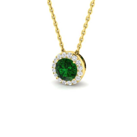 0.44ct SI2/G Round cut Emerald Gemstone Pendant in 18k Yellow Gold