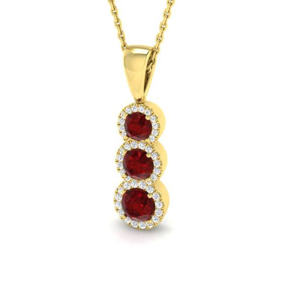 1.09ct SI2/G Round cut Ruby Gemstone Pendant in 18k Yellow Gold