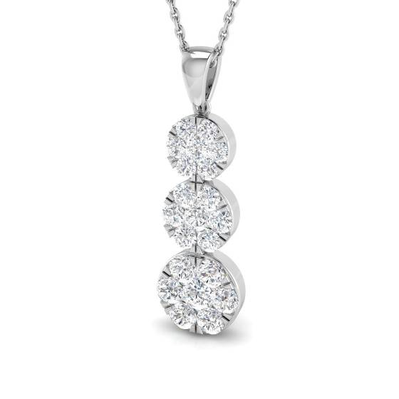 1.00ct SI2/G Round cut Natural Diamond Cluster Pendant in 18k White Gold