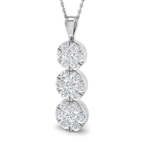 1.55ct SI2/G Round cut Natural Diamond Cluster Pendant in 18k White Gold