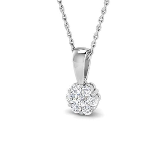 0.26ct I1/G Round cut Natural Diamond Cluster Pendant in 9k White Gold