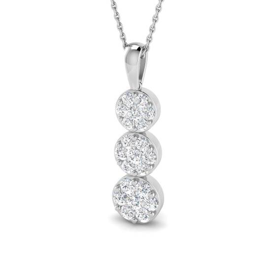 1.02ct I1/G Round cut Natural Diamond Cluster Pendant in 9k White Gold