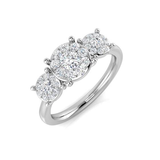 0.50ct SI2/G Round cut Natural Diamond 3 Stone Ring in 9k White Gold