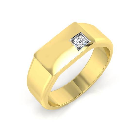 0.04ct SI2/G Round cut Natural Diamond Signet Ring in 9k Yellow Gold