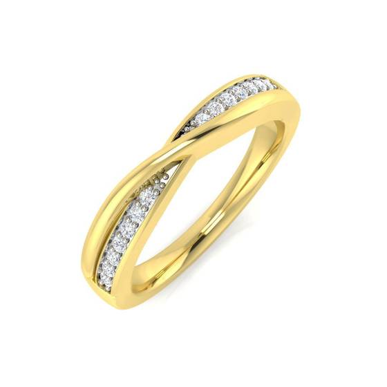 0.10ct SI2/G Round cut Natural Diamond Half Eternity Ring in 9k Yellow Gold