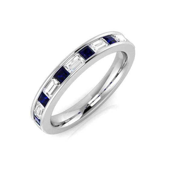 0.60ct SI1/G Princess cut Blue Sapphire Gemstone Ring in Platinum