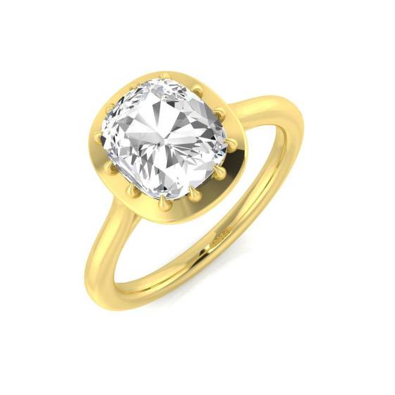 1.10ct SI2/G Cushion cut Natural Diamond Solitaire Engagement Ring in 18k Yellow Gold