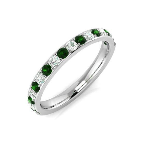 0.44ct SI2/G Round cut Green Emerald Gemstone Ring in Platinum