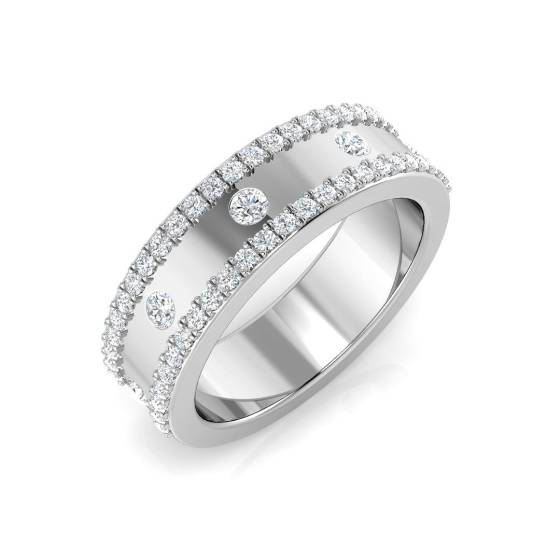0.60ct SI2/G Round cut Natural Diamond Half Eternity Ring in 9k White Gold