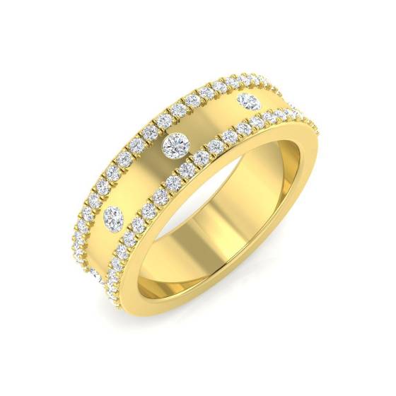 0.60ct SI2/G Round cut Natural Diamond Half Eternity Ring in 9k Yellow Gold