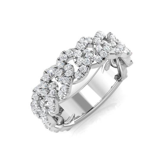 0.82ct SI2/G Round cut Natural Diamond Half Eternity Ring in 9k White Gold