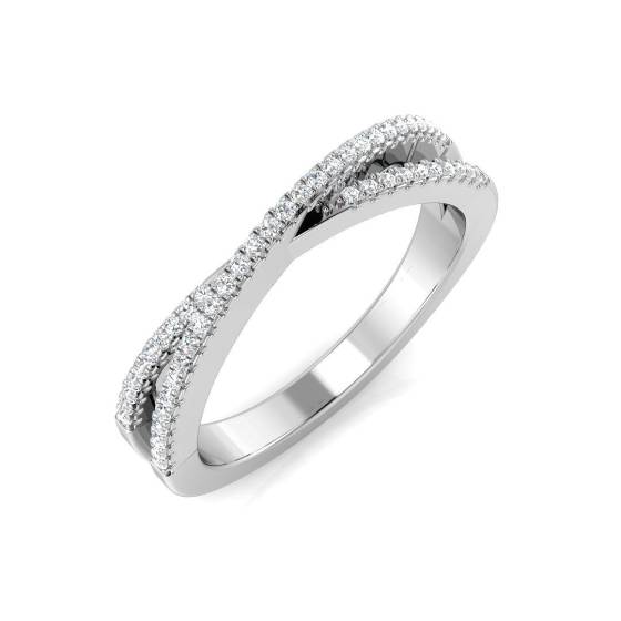 0.10ct SI2/G Round cut Natural Diamond Pave Ring in 9k White Gold