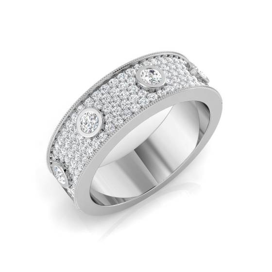 0.76ct SI2/G Round cut Natural Diamond Pave Ring in 9k White Gold