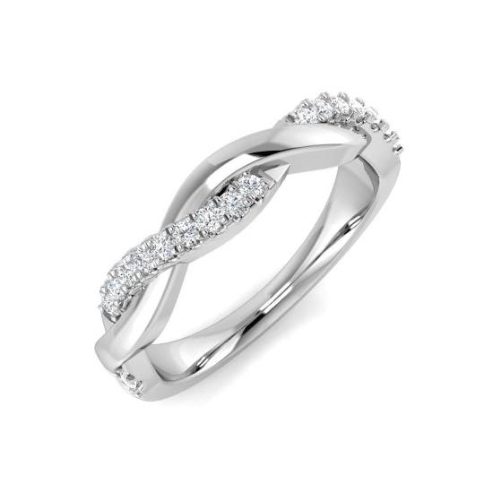 0.15ct SI2/G Round cut Natural Diamond Half Eternity Ring in 9k White Gold