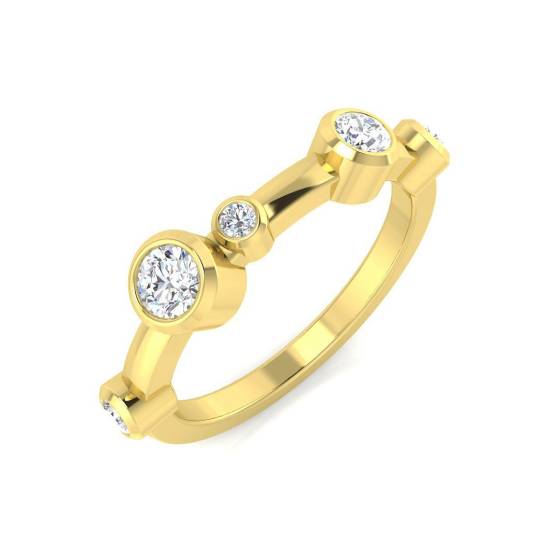 0.42ct SI2/G Round cut Natural Diamond Bubble Ring in 9k Yellow Gold