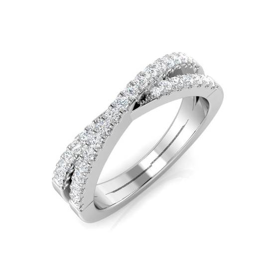 0.30ct SI2/G Round cut Natural Diamond Pave Ring in 9k White Gold