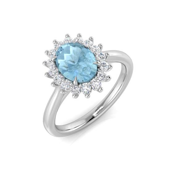 1.49ct SI2/G Oval cut Aquamarine Gemstone Ring in Platinum