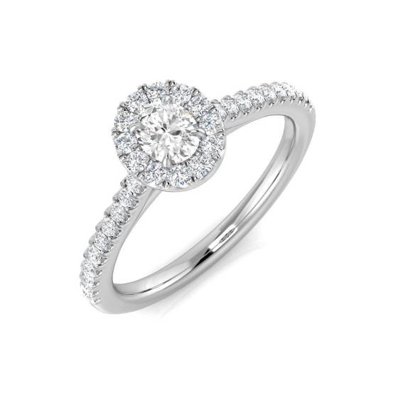 0.40ct SI2/G Oval cut Natural Diamond Halo Ring in Platinum