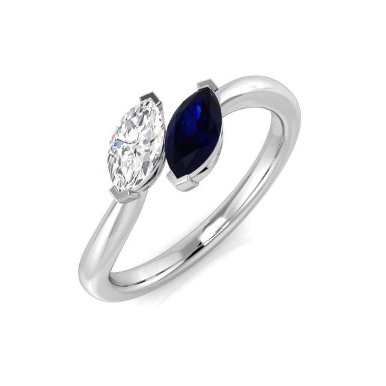 0.80ct SI1/G Marquise cut Blue Sapphire Gemstone Ring in Platinum