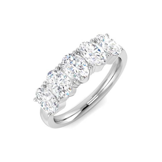 1.59ct SI2/G Oval cut Natural Diamond 5 Stone Ring in Platinum