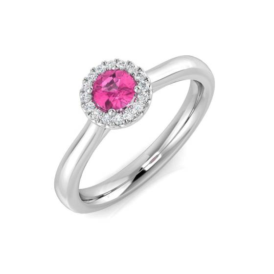 0.31ct SI2/G Round cut Pink Sapphire Gemstone Ring in 9k White Gold