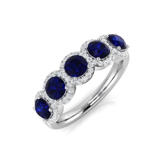 1.48ct SI2/G Round cut Blue Sapphire Gemstone Ring in Platinum