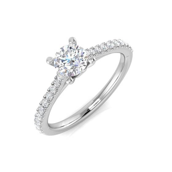 0.54ct SI2/G Round cut Natural Diamond Shoulder Set Engagement Ring in 9k White Gold