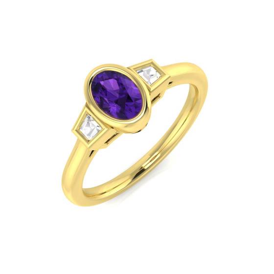 0.60ct SI2/G Oval cut Amethyst Gemstone Ring in 9k Yellow Gold