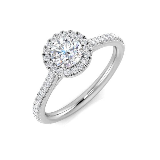 0.16ct SI1/G Round cut Natural Diamond Halo Ring in Platinum
