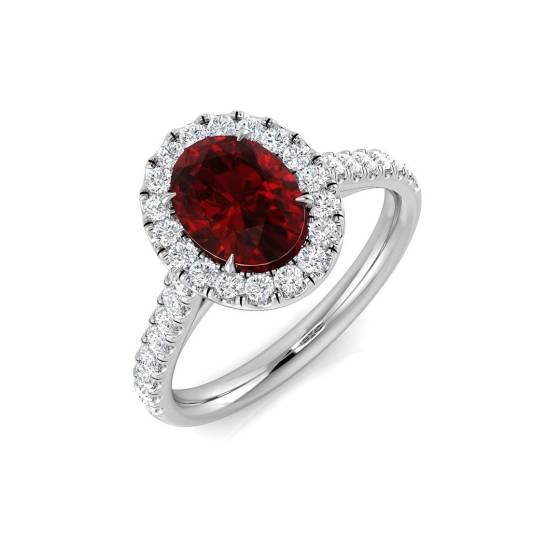 1.86ct SI2/G Oval cut Ruby Gemstone Ring in Platinum