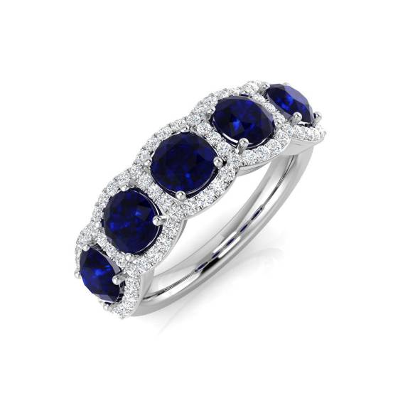 2.62ct SI2/G Round cut Blue Sapphire Gemstone Ring in Platinum